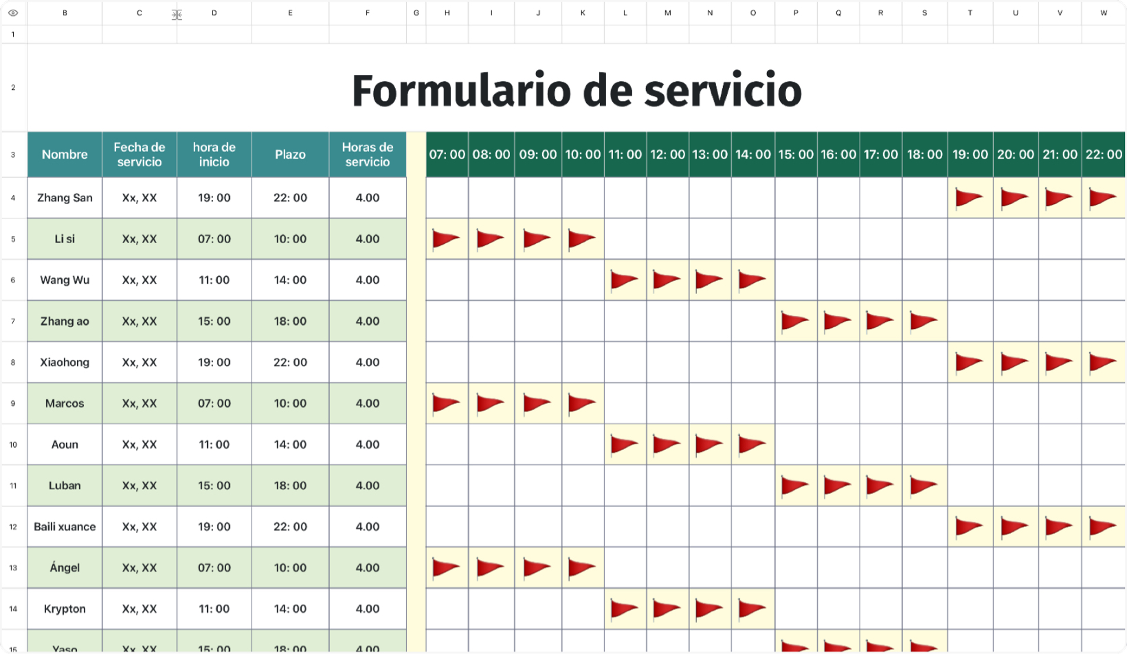 Formulario de servicio